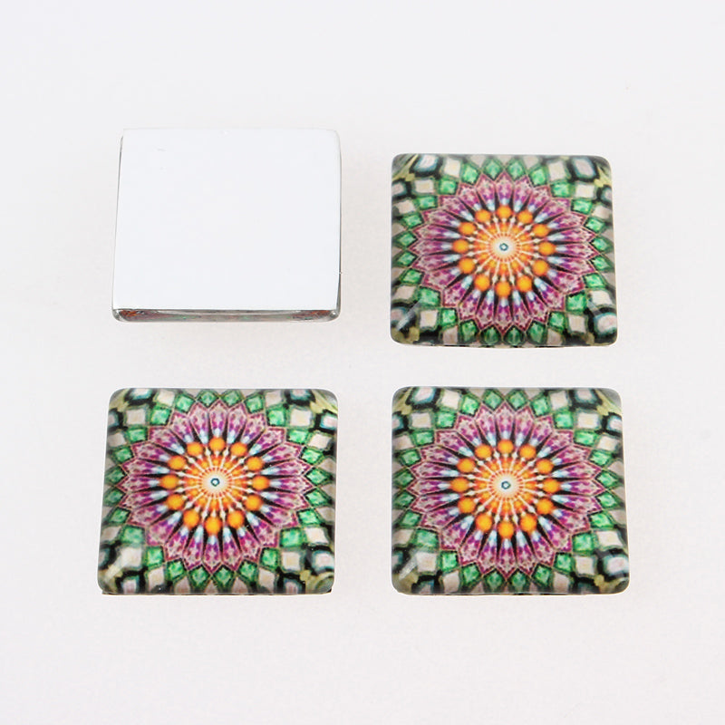 5 x Square Glass Cabochons ~ 20x20mm ~ Colourful