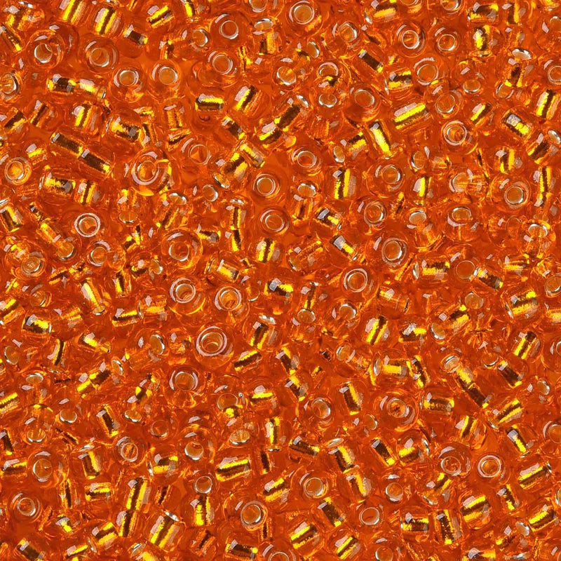 2mm Seed Beads ~ 20g ~ Silver Lined Orange