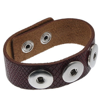Wine Red Leather Bracelet ~ Fits 18mm-20mm Snap Buttons