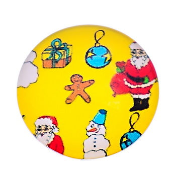 Father Christmas Glass Cabochon ~ Yellow ~ 20mm