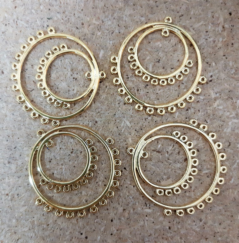 2 Gold Plate Multi-Loop Chandeliers ~ 30mm