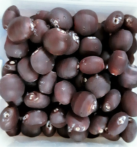 Frosted Glass Bead ~ 12mm Lentil ~ Chocolate ~ Bag of 8