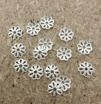 50 Silver Plated Filigree Bead Caps ~ 6mm