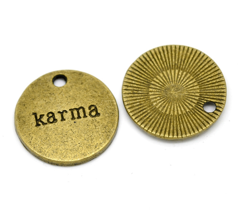 Bronze Tone "Karma" Charm ~ 20mm
