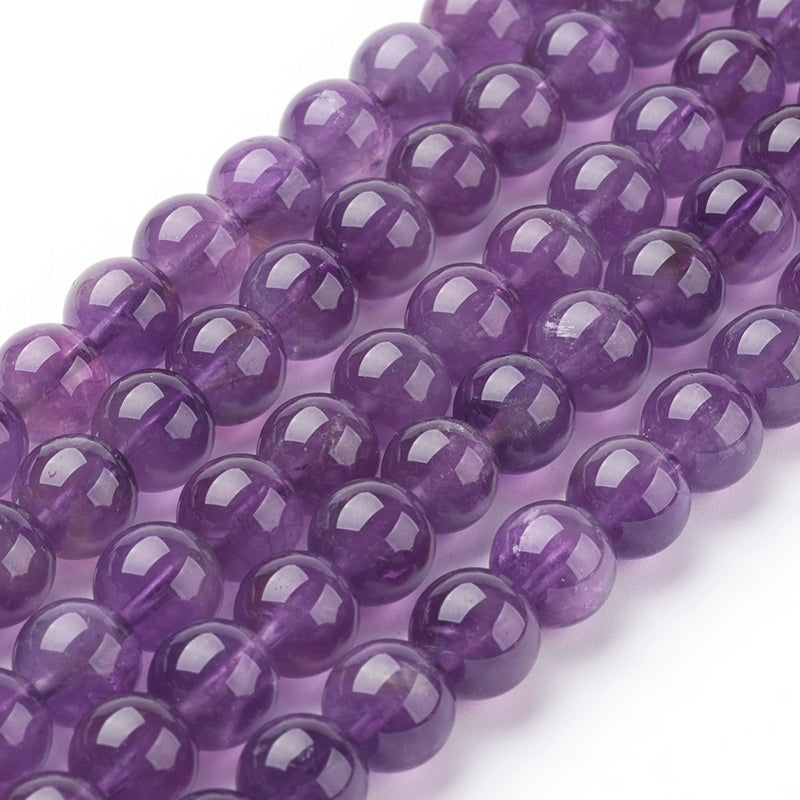 1 String of 8mm Round Natural Amethyst Gemstone Beads ~ Dyed ~ approx. 24 beads