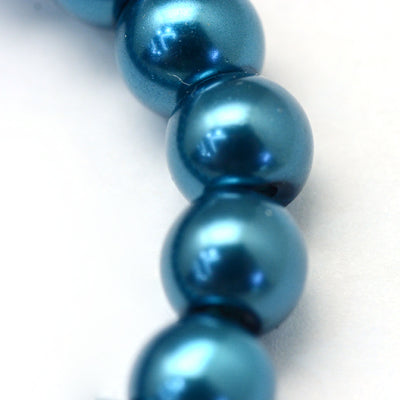1 Strand of 8mm Round Glass Pearls ~ Deep Teal ~ approx. 105 beads
