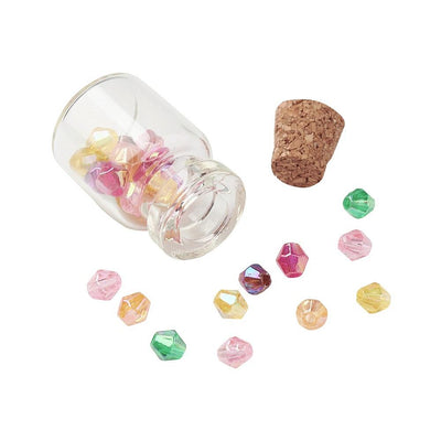 2 x Clear Glass Wish Bottles - Mini Glass Jars with Cork Stoppers - Bead Containers ~ 23x13mm