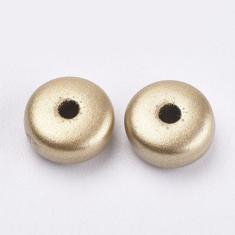 6x3mm Flat Round Acrylic Beads ~ Matte Gold ~ Pack of 50