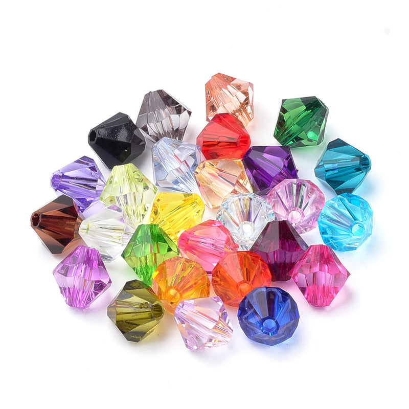 8mm  Acrylic Bicones ~ Mixed Colours ~ Pack of 50