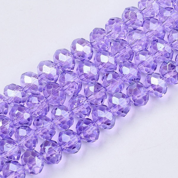 1 Strand of Faceted Crystal Glass Rondelles ~ 3.5mm x 2.5mm ~ Lustred Lilac ~ approx. 139 beads