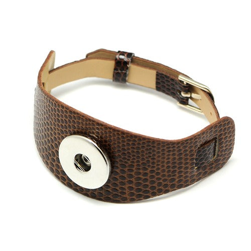 Imitation Leather Snap Bracelet ~ Coconut Brown ~ Fits 18-20mm Snap Buttons