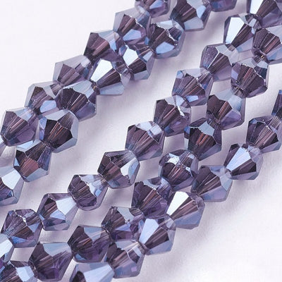 3mm Glass Bicones ~ Approx. 135 Beads / String ~ Lustred Indigo
