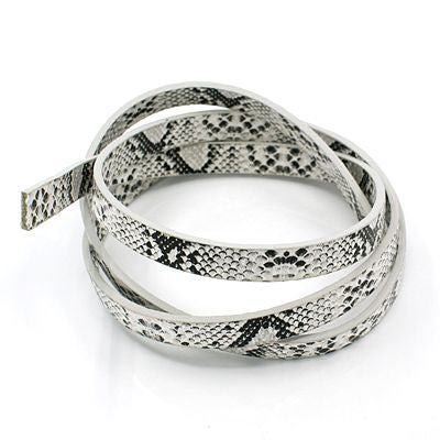 PU Leather Cord ~ Imitation Snake Skin ~ White ~ 10x2mm ~ Pre-Cut 100cm