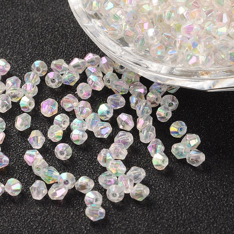 6mm  Acrylic Bicones ~ Crystal AB ~ Pack of 20