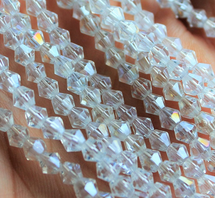 1 Strand of 2mm Glass Bicones ~  Crystal AB ~ approx. 200 beads