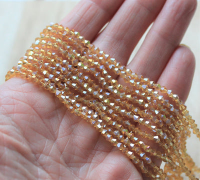 1 Strand of 2mm Glass Bicones ~  Lustred Gold ~ approx. 200 beads