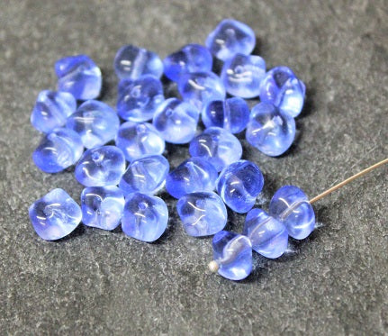 10 x Czech Glass ~ Pressed Beads ~ Nugget 8-10mm: Lt Sapphire