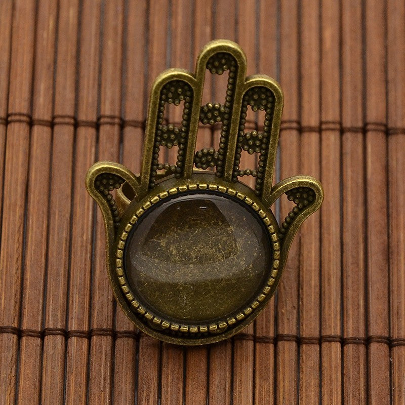 DIY Finger Ring Kit ~ Hamsa Hand ~ Antique Bronze