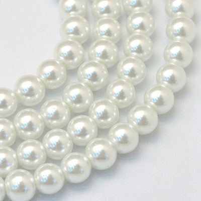 1 Strand of 3mm Round Glass Pearl Beads ~ White ~ approx. 190 beads