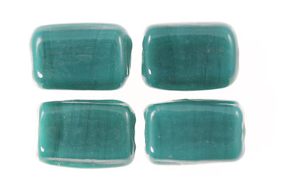 20 x Rectangle Glass Beads ~ 15x10mm ~ Opaque Teal