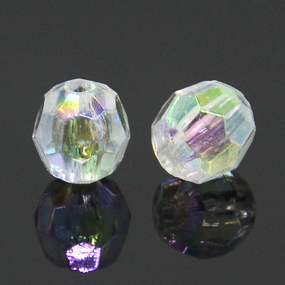 20 x Faceted 8mm Round Acrylic Beads ~ Crystal AB
