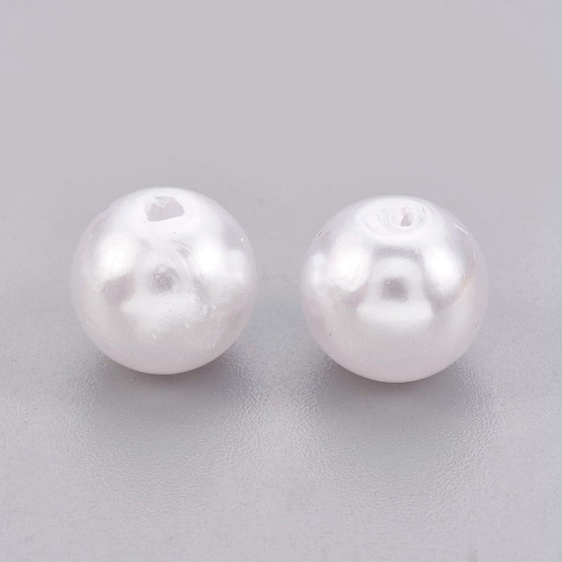 8mm Round Acrylic Pearls ~ White ~ 50 beads