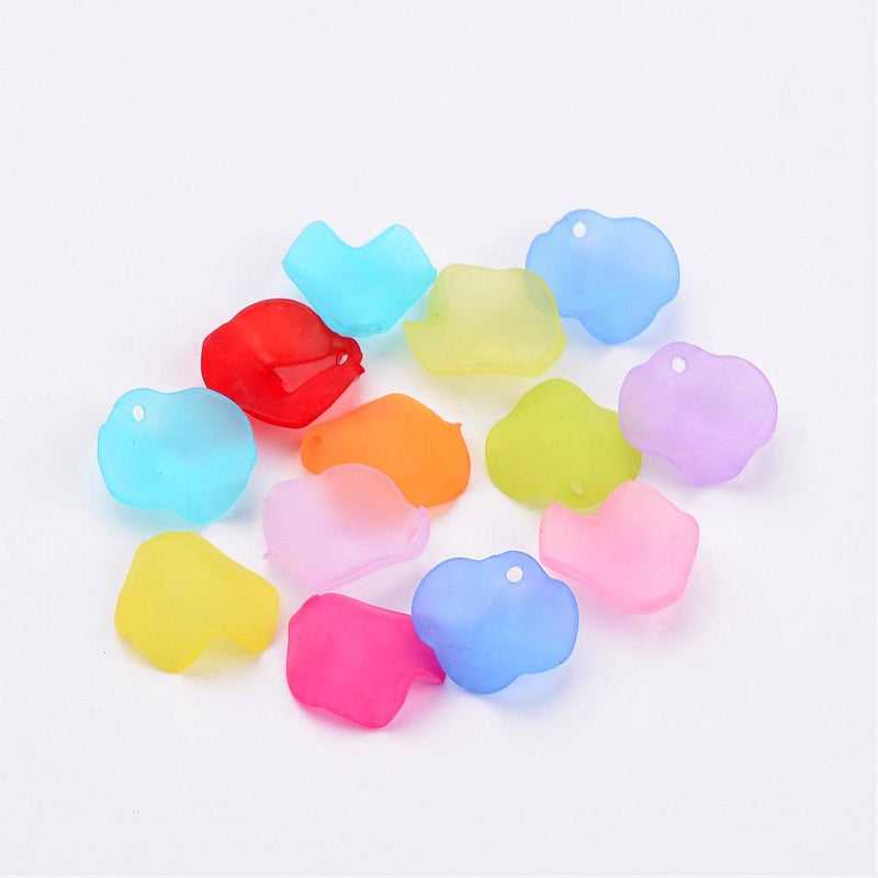 Frosted Acrylic Petal Shaped Charms ~ 15x15mm ~ Mixed Colours ~ Pack of 40