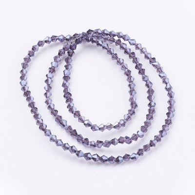 3mm Glass Bicones ~ Approx. 135 Beads / String ~ Lustred Indigo