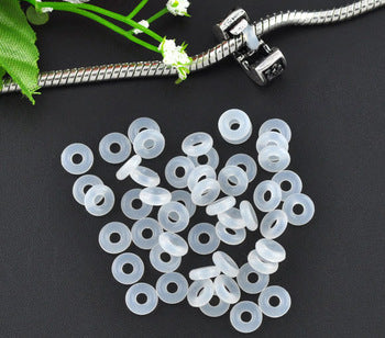 20 x White Rubber Stopper Rings- Silicone Beads For Making European (Pandora Style) Jewellery