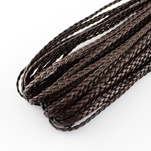 2 Metres of Braided Imitation Leather Cord ~ 5x2mm ~ Coconut Brown