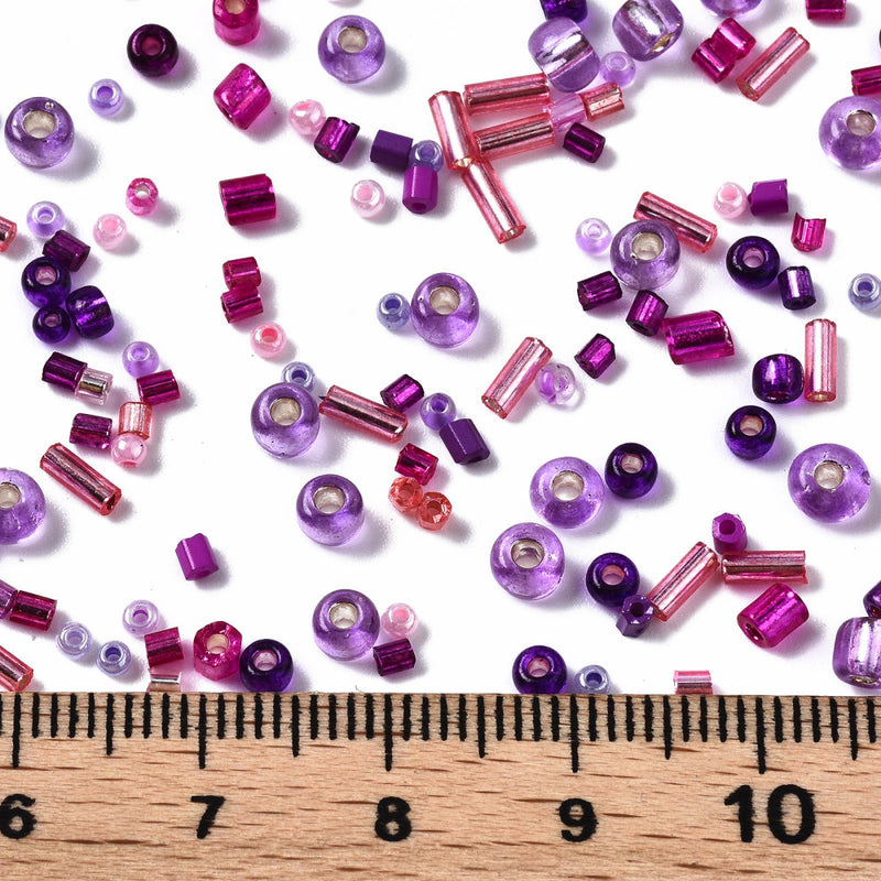 20g of Assorted FGB Seed Beads ~ Pink and Purple Mix