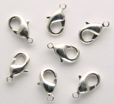1 Premium Silver Plated Brass Lobster Clasp ~ 10mm  (Made in the UK)