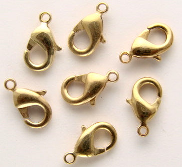 1 Premium Gold Plated Brass  Lobster Clasp ~ 10mm  (Made in the UK)