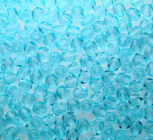 50 Czech Glass Fire Polish 4mm: Aquamarine (Light)