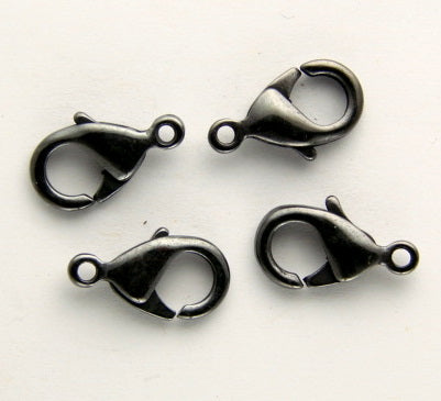 1 Premium Black Plated Brass Lobster Clasp  ~ 10mm  (Made in the UK)