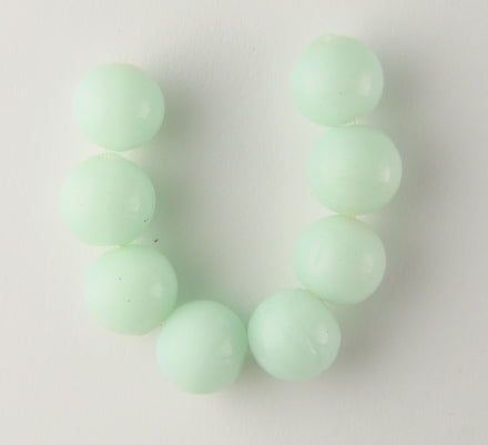 20 x Round Glass Beads ~ 12mm ~ Mint Alabaster