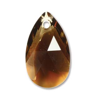 Swarovski Crystal Pear Pendant ~ 22mm ~ Topaz Blend