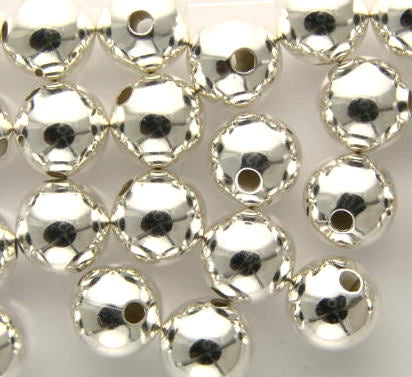 4mm ~ Silver Plate Round Bead x 50