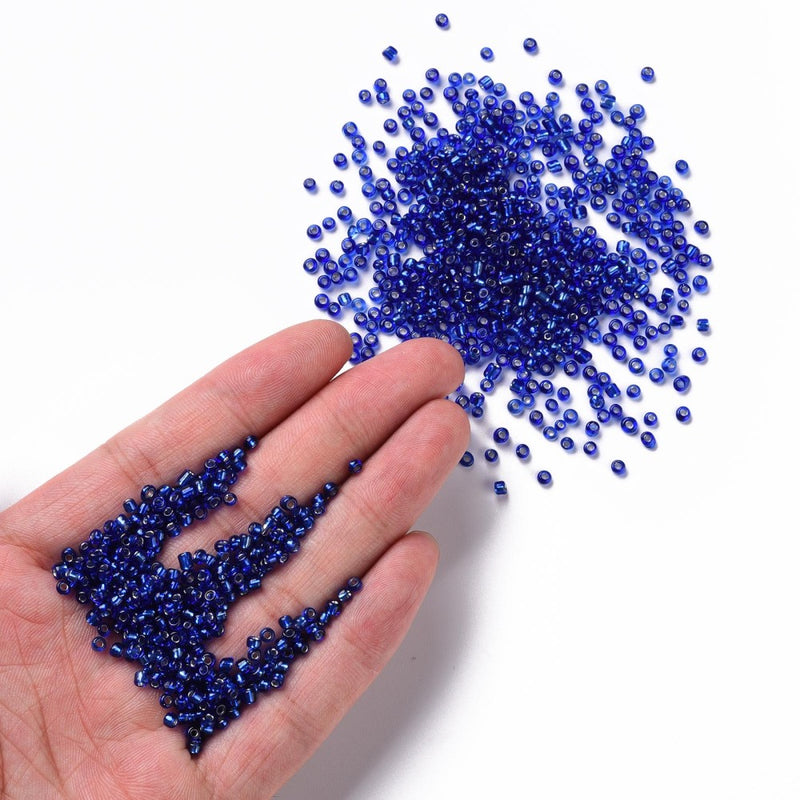 3mm Seed Beads ~ 20g ~ Silver Lined Blue