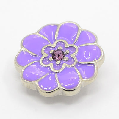 Rhinestone Flower Snap Button ~ Medium Purple ~ 20mm