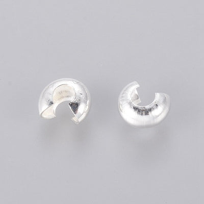 4mm Silver Plated Brass Crimp Bead Covers ~ Pack of 20 ~ Lead and Nickel Free