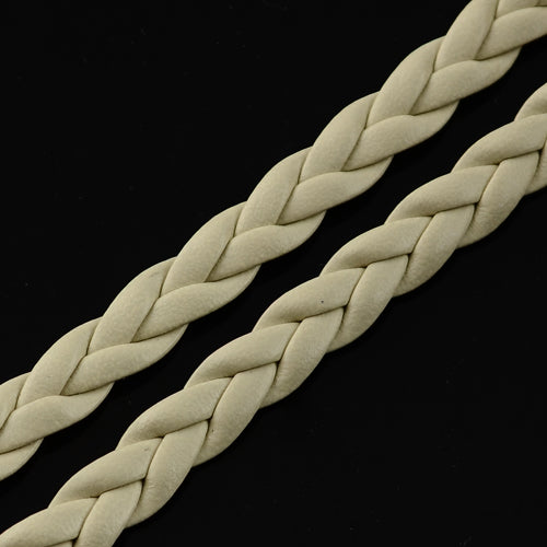 2 Metres of Braided Imitation Leather Cord ~ 5x2mm ~ Beige
