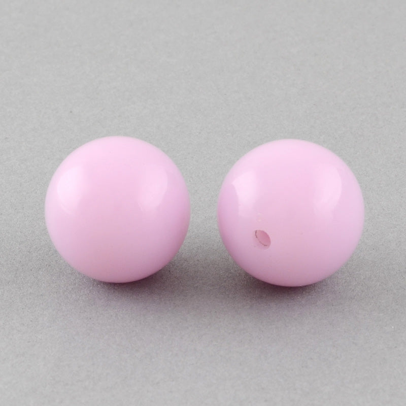 1 Pair of Half Drilled Opaque Acrylic Beads ~ 14mm ~ Pink