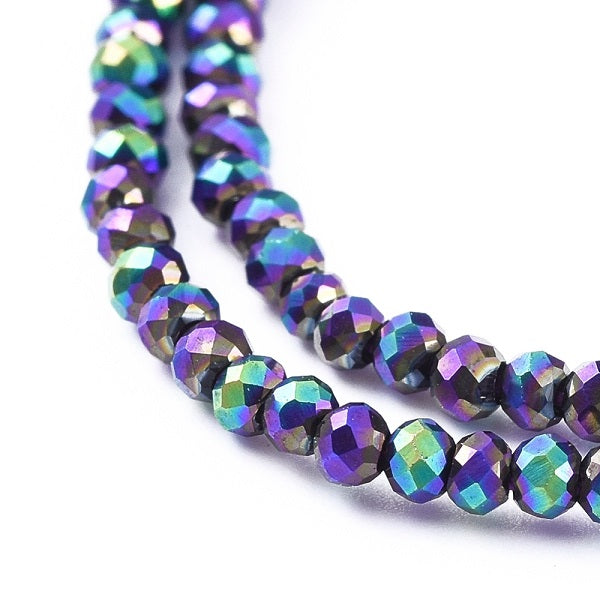 1 String of 2x1.5mm Faceted Glass Rondelle Beads ~ Multi-colour ~ approx. 220 beads