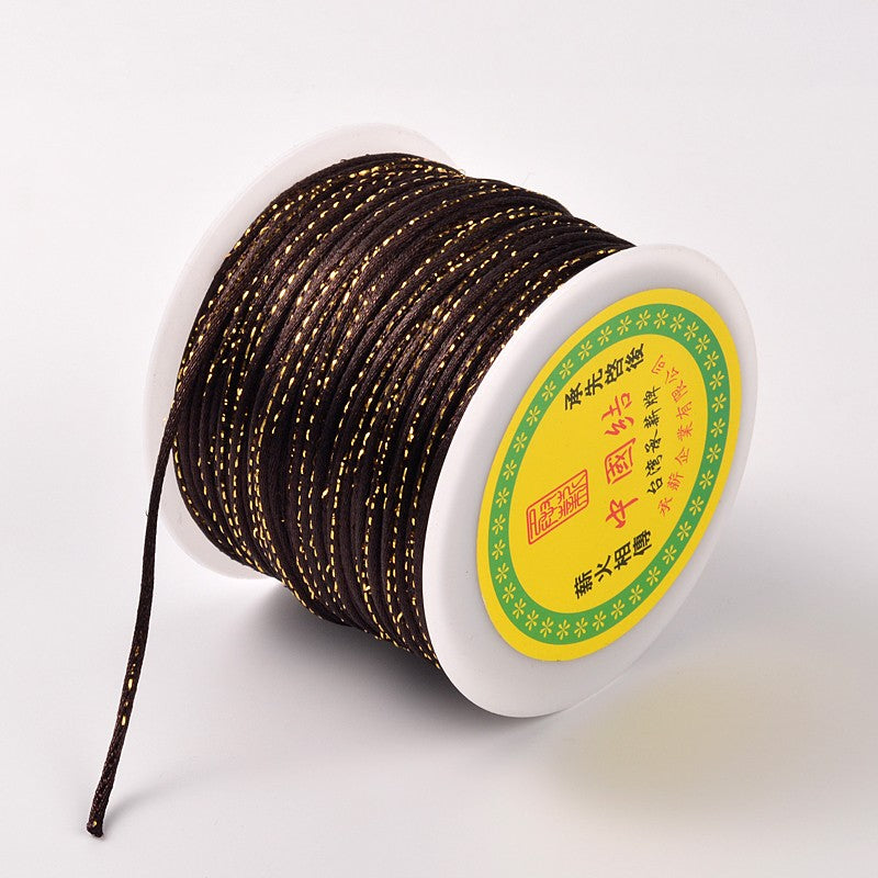 2mm Gold Line Polyester Cord ~ Brown ~ 1 Metre