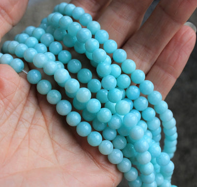 6mm Round Natural Semi-Precious Jade Beads ~ approx. 61 beads - string