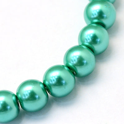 1 Strand of 3mm Round Glass Pearl Beads ~ Sea Green ~ approx. 190 beads