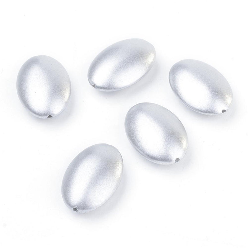 20x13mm Acrylic Beads ~ Matte Silver ~ Pack of 10