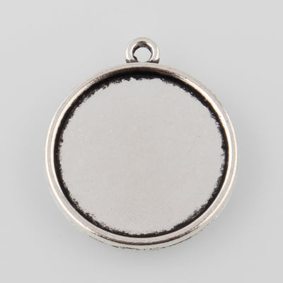 1 x Antique Silver Pendant Setting for 18mm Cabochon