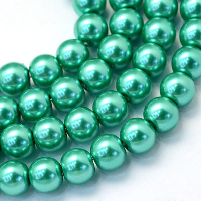 1 Strand of 3mm Round Glass Pearl Beads ~ Sea Green ~ approx. 190 beads